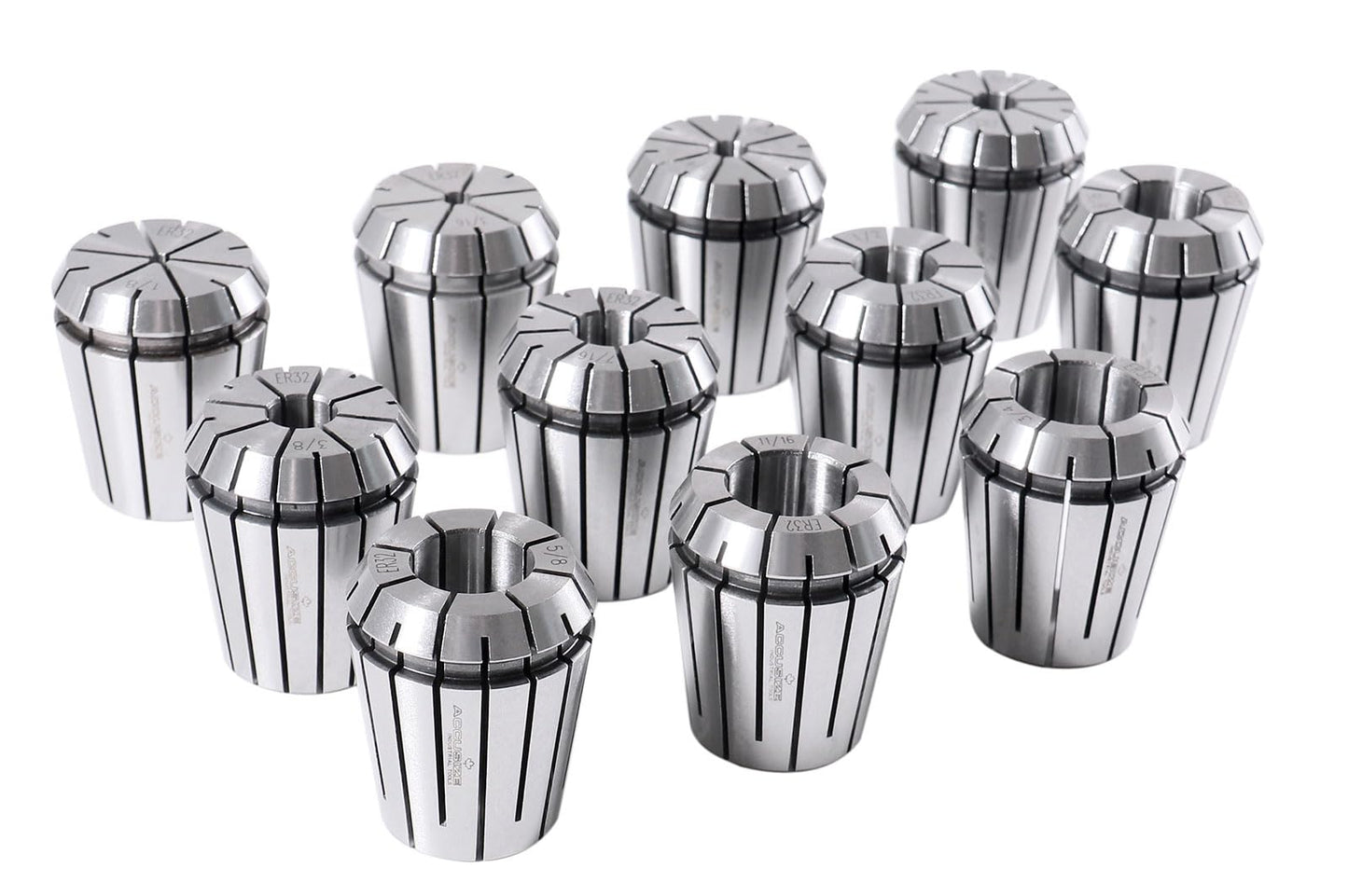 Accusize Industrial Tools Mt3 Shank Er32 Chuck with 11Pc Collets Kit, 1/8'' - 3/4'' by 16Th, Morse Taper Collet System, 0223-0304