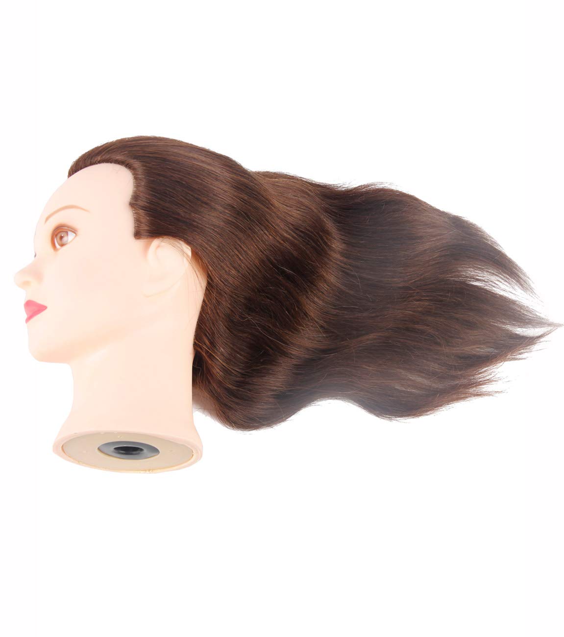 Mannequin Head with 100% Human Hair Hairdresser Training Head Manikin Cosmetology Doll Head Salon Training Practice Head with Blonde Human Hair Styling Dye Cutting with Clamp Stand.