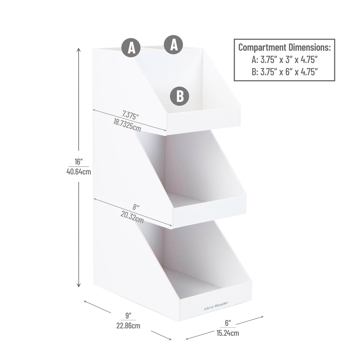 Mind Reader Coffee Tea Utensil and Condiment Station, Countertop Organizer, Coffee Bar, Kitchen, 6"L x 9"W x 16"H, White
