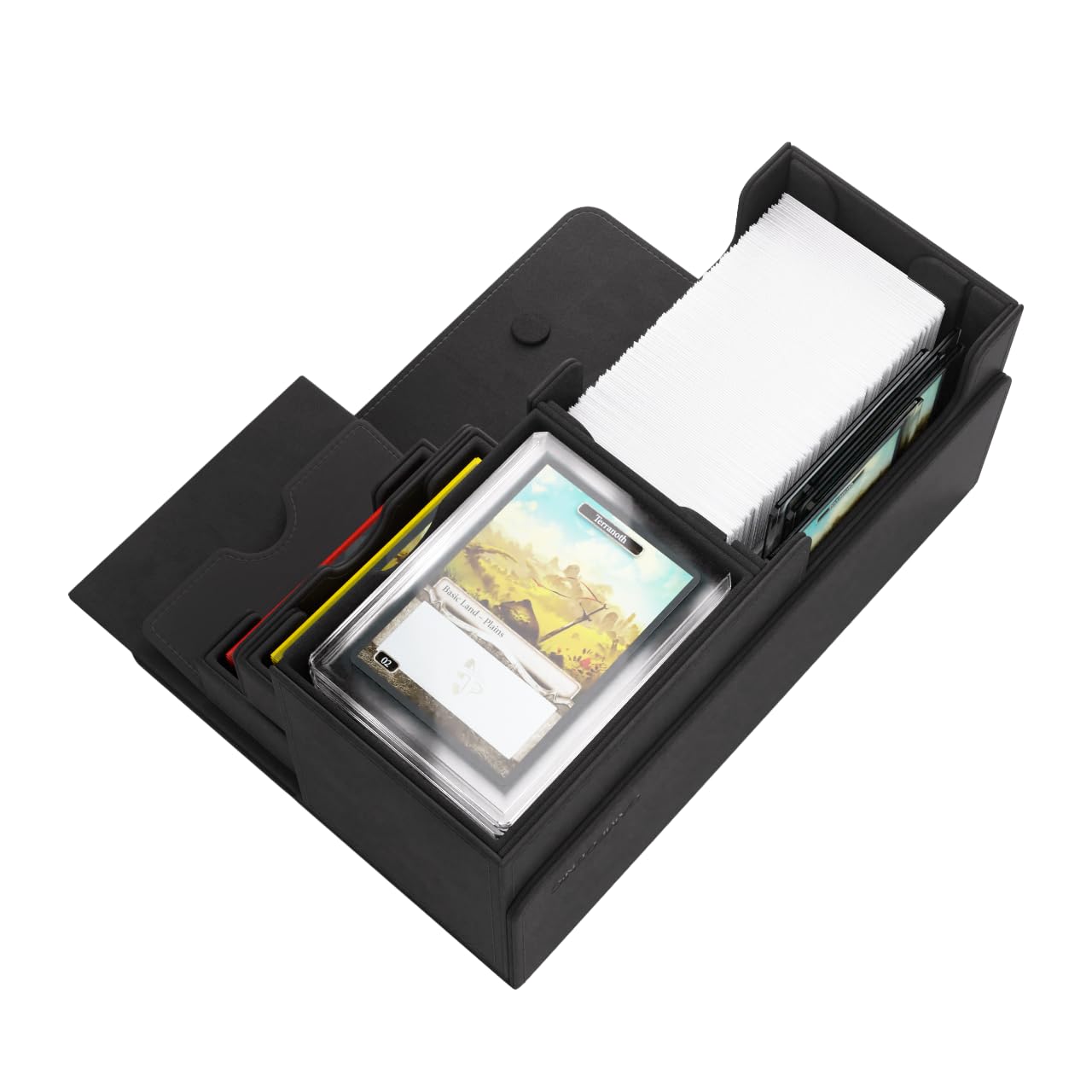 Gamegenic The Academic 133+ XL Premium Deck Box | Double-Sleeved Card Storage | Card Game Protector | Holds Up to 122 Cards Plus Game Accessories | Black/Black Color | Made