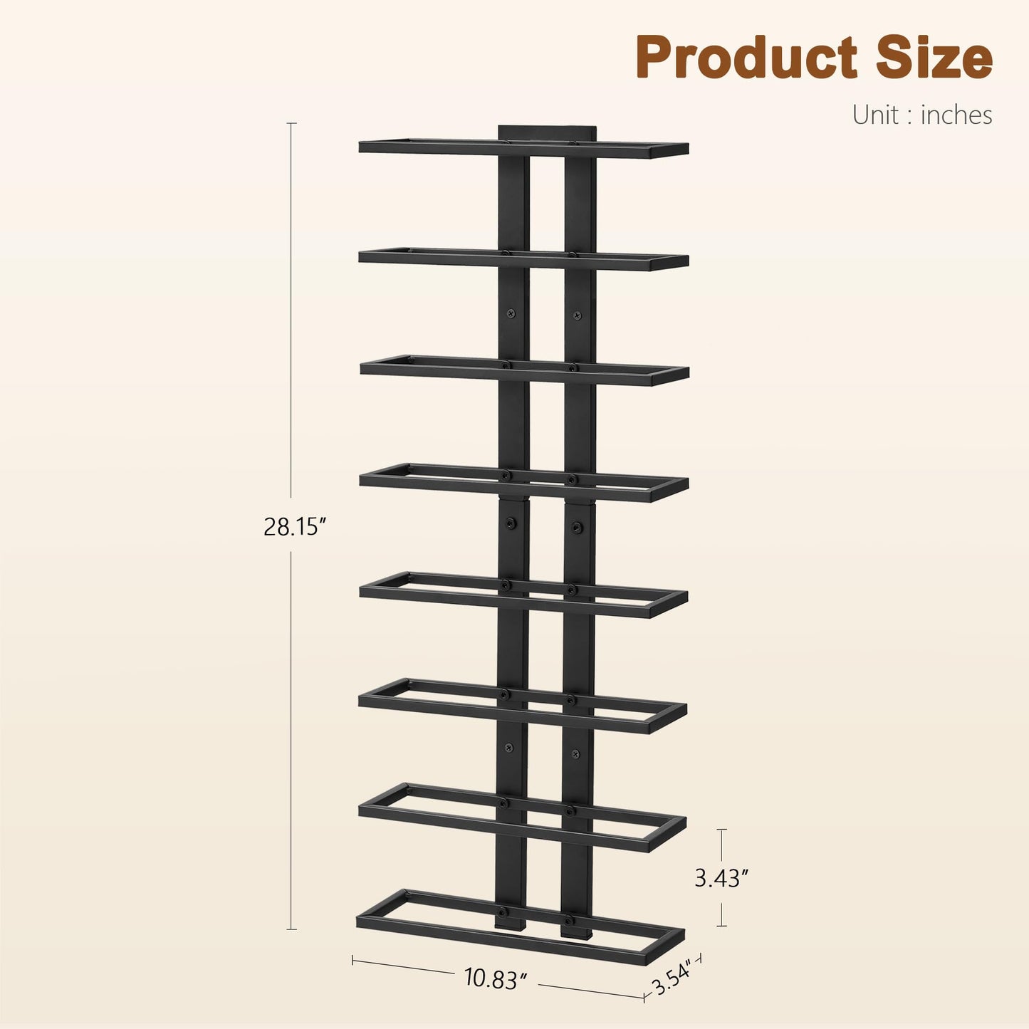 Hoctieon 3-Set 8 Tier Wall Mount Wine Rack (24 Tiers), Wall Racks for Wine Bottles Display and Storage, Hanging Bottle Organizer for Living Room, Dining Room, Wine Cellar, Bar, Black
