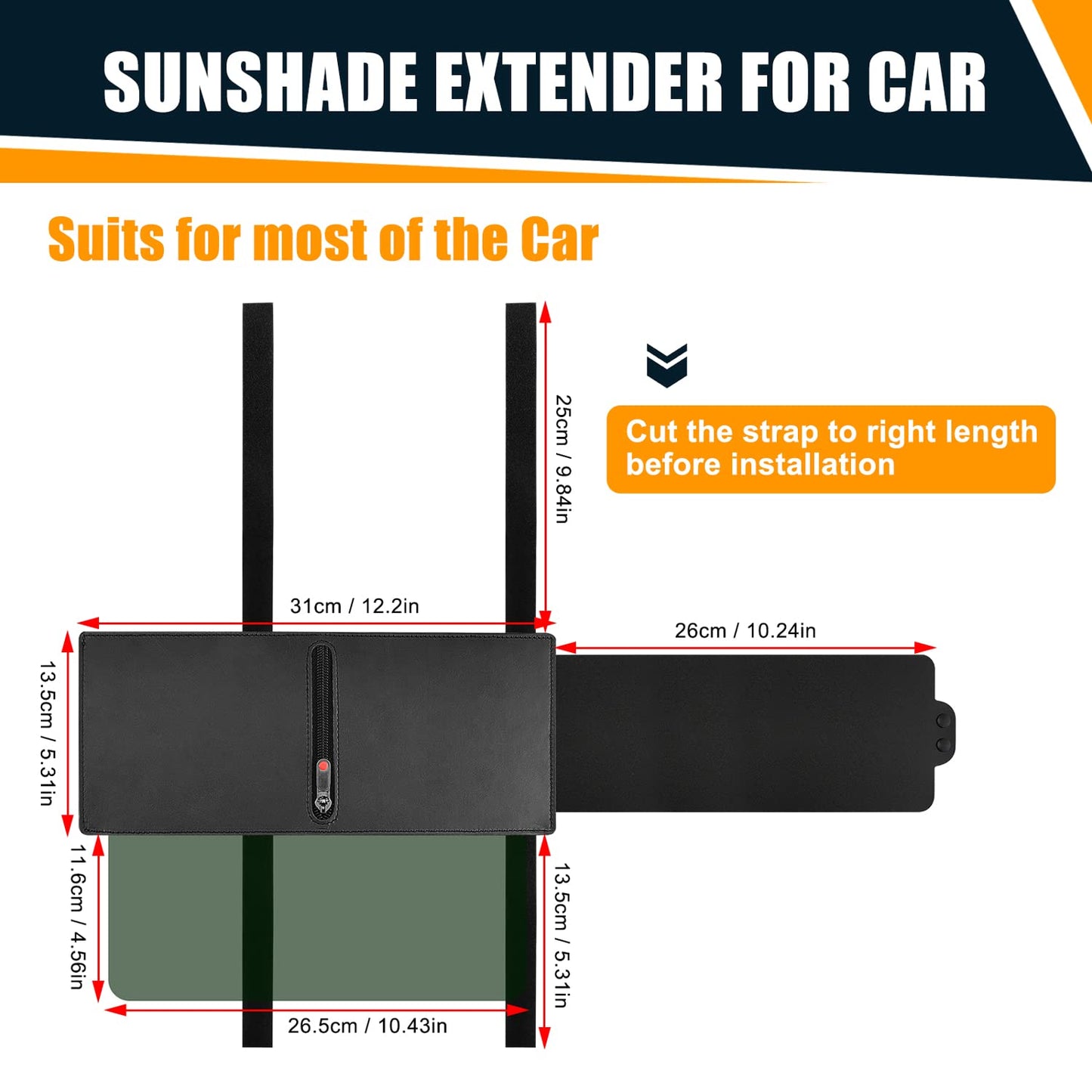 Veharvim 2 Pack Polarized Sun Visor Extender/ Extension with PC Lens and Side Sunshade, Anti-Glare, UV-Filtering for Car with Zipper Slider (Driver + Passenger Side), Upgraded UV400