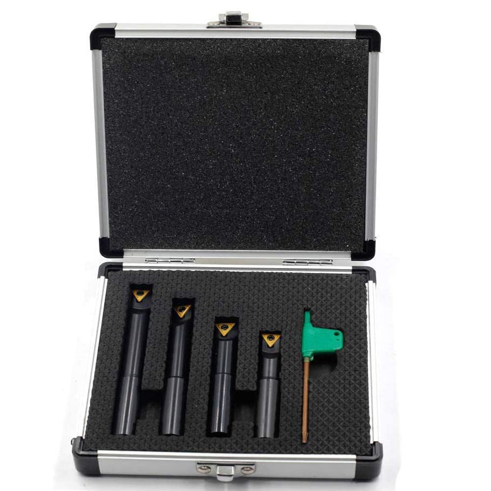 OSCARBIDE 1/2"Round Shank Boring Bar Set,90 Degree with Indexable Carbide Inserts TCMT21.51(TCMT110204),4 Pieces/Set