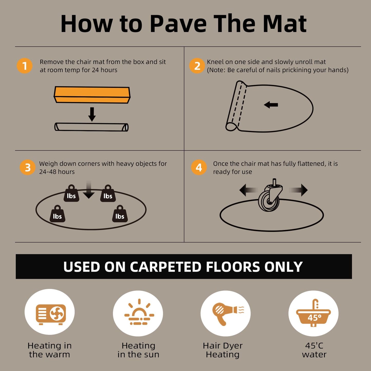 Office Chair Mat for Carpet - 36x36 Inch Plastic Computer Desk Floor Protectors for Chairs Clear Under Desk Rug Pad for Rolling Gaming Chair