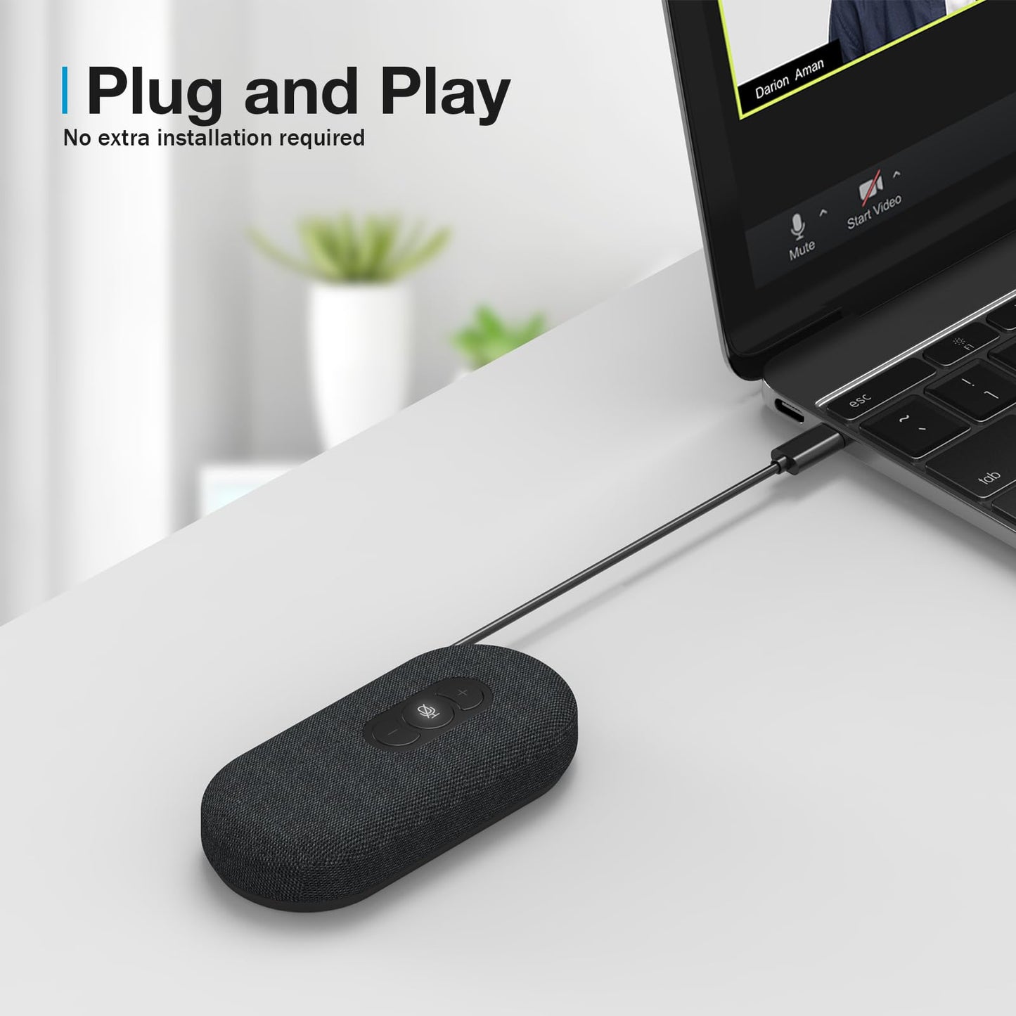 RayBit USB Speakerphone, Conference Computer Speakers with Microphone for Home Office Calls, 360 Degree Enhanced Voice Pickup, Noise Reduction, Echo Cancellation, Compatible with Zoom, Teams, Skype