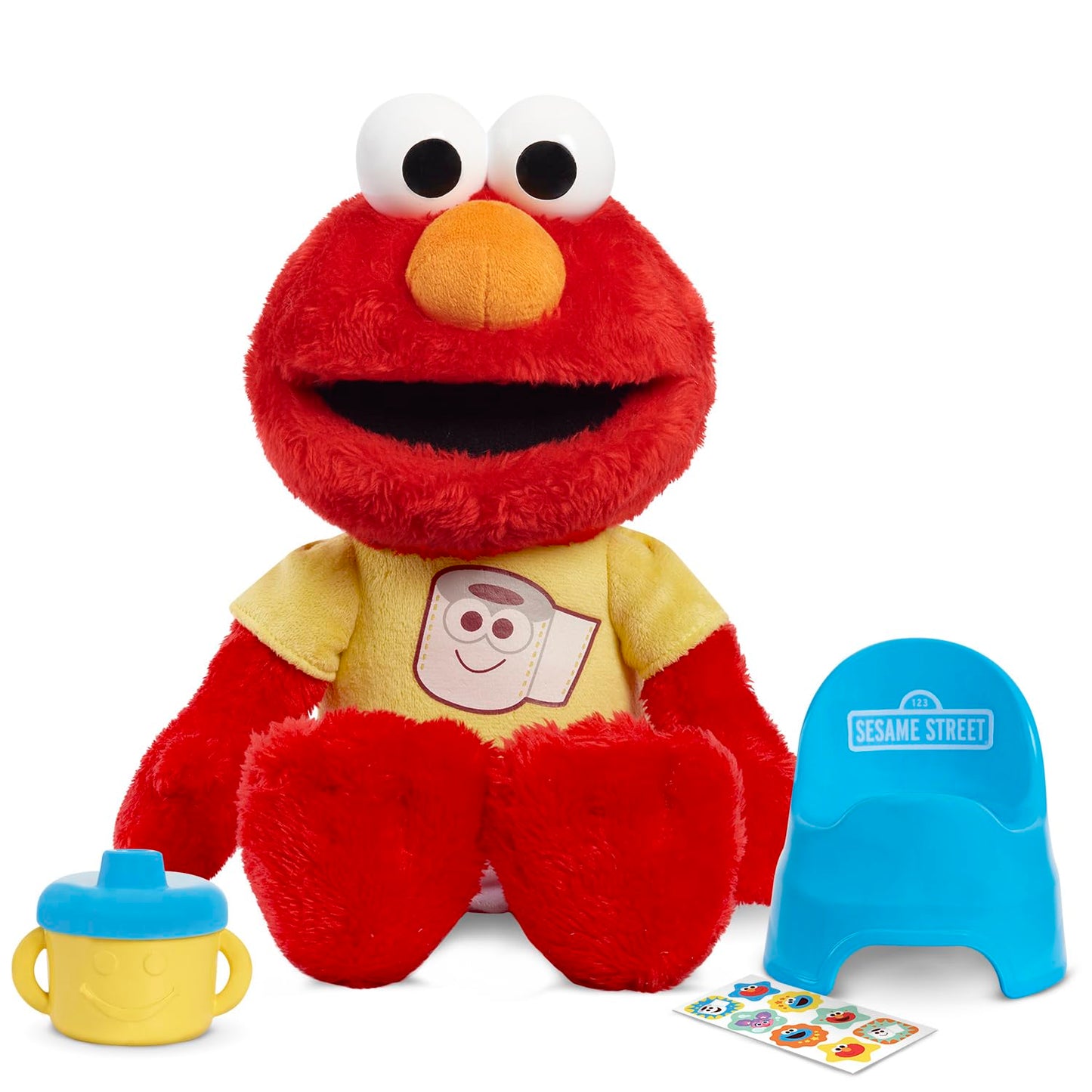 Sesame Street Potty Time Elmo 12-Inch Sustainable Plush Stuffed Animal, Sounds and Phrases, Potty Training Tool, Officially Licensed Kids Toys for Ages 18 Month, Gifts and Presents