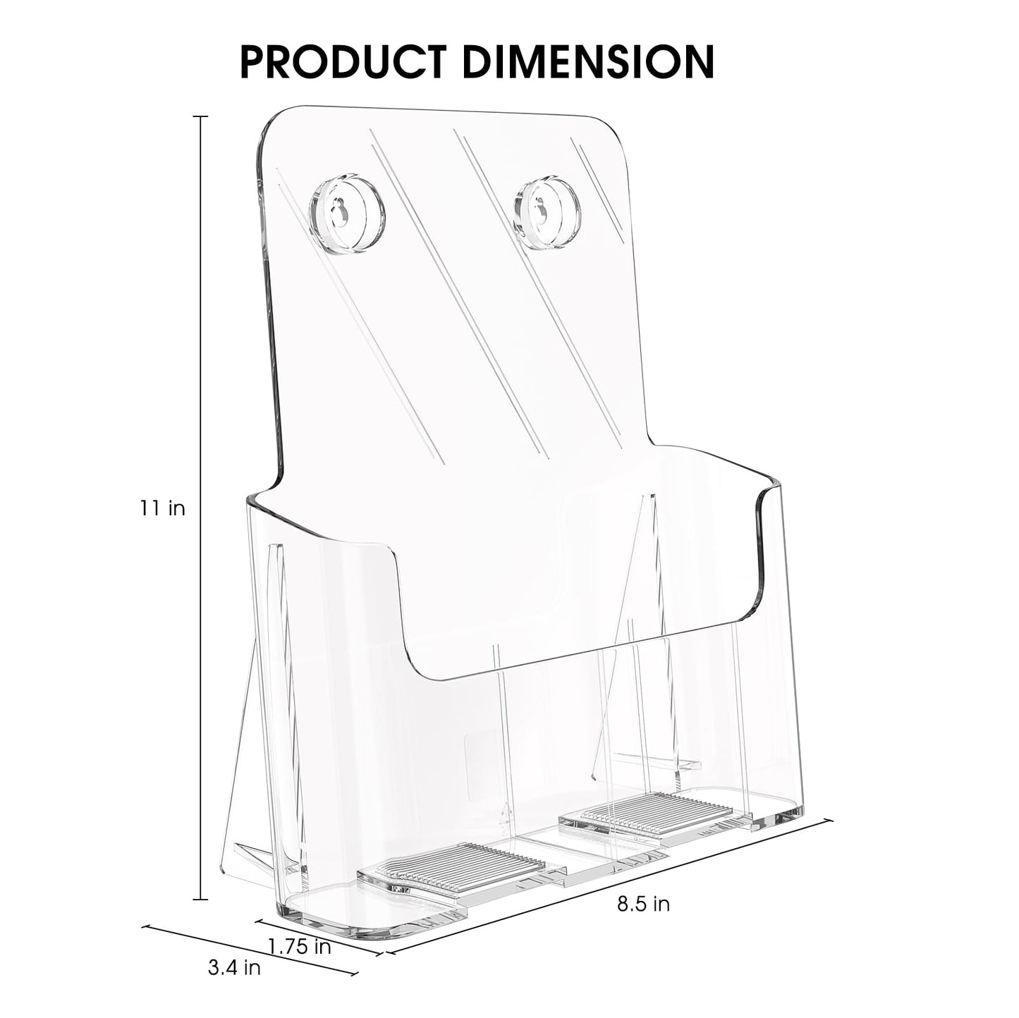 KTRIO Acrylic Brochure Holder 8.5 x 11 inch, Plastic Clear Literature Holders Rack Card Display Trifold Brochures Stand, Stands for Flyer, Pamphlet, Magazine, Booklet, Desk & Wall Mount, 4 Pack