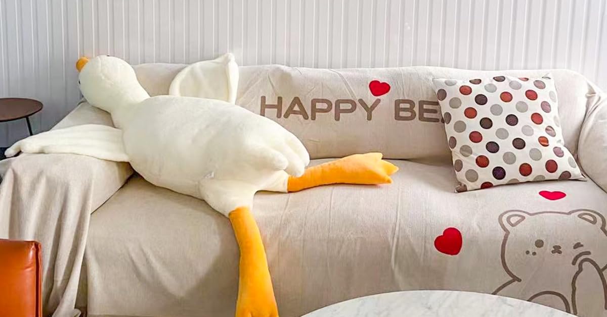 CottonStar Goose Stuffed Animal 75 Inch Plush Toy, 6 Foot Giant Duck Plush, Super Soft Huge Plushies Pillow Hugging, Gift for Kids and Friends, White