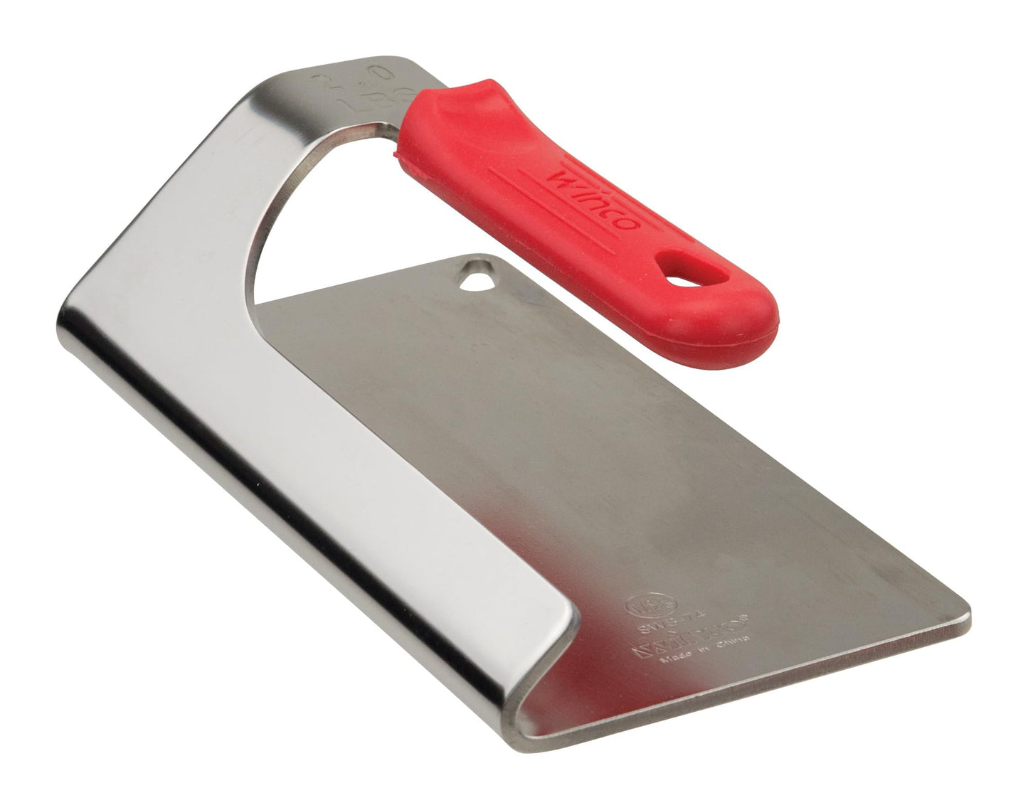 Winco Steak Weight, 7-1/2" x 4", 2LBS, 18/8 SS, Red Silicon Sleeve, NSF
