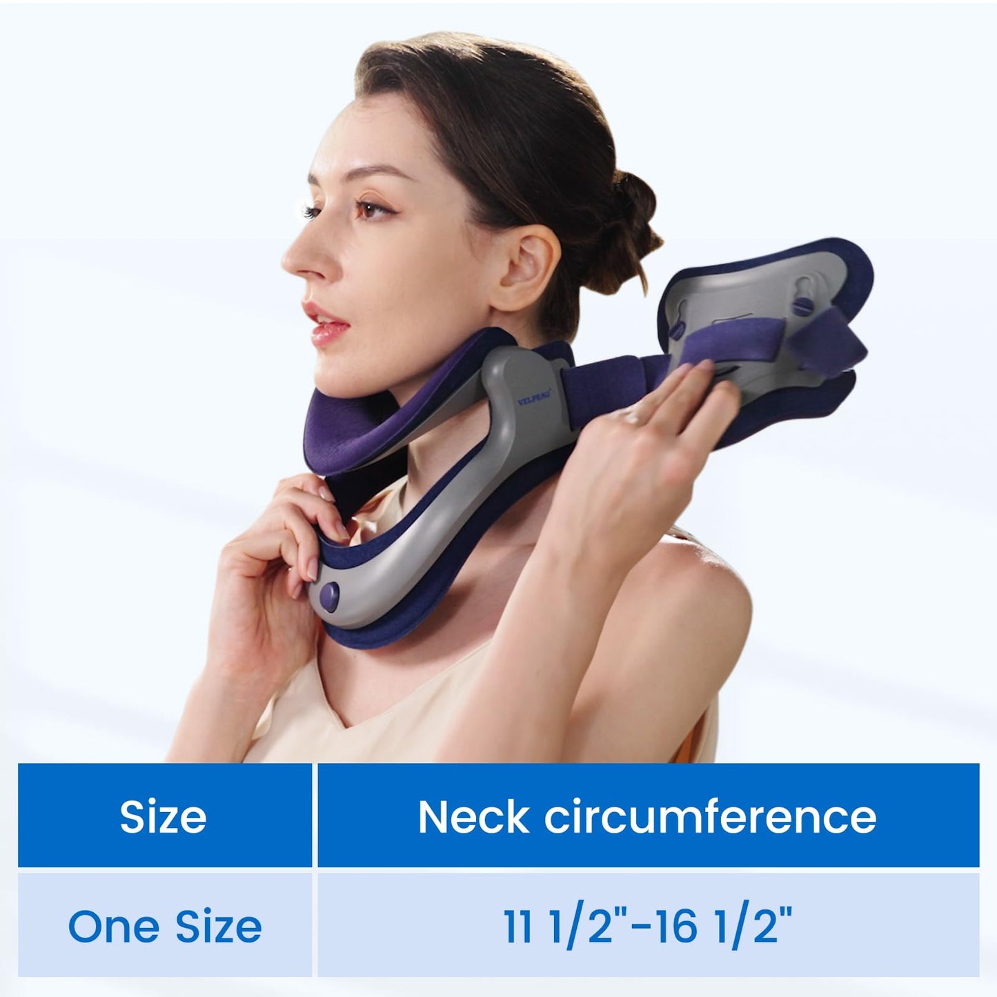 Velpeau Neck Brace for Neck Pain and Support, Soft Cotton Pads, Cervical Collar Restricting Cervical Motion, Relieves Discomfort and Spine Pressure (Neck circumference 11.5-16.5", Foam Pads Version)