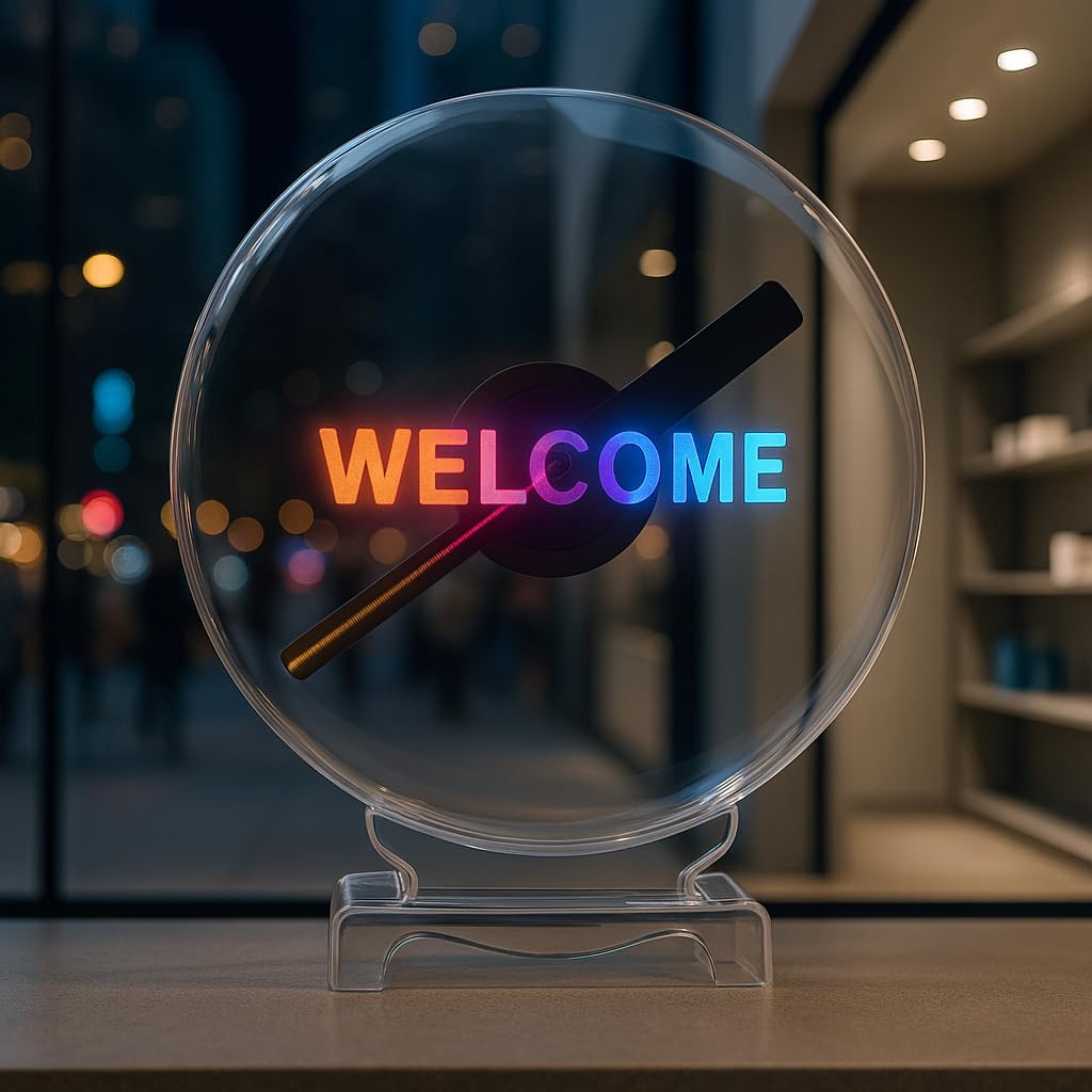 Missyou 3D HologramFan,7.9" 3D Hologramfan Projector Holographic Christmas Tree Advertising Display with Cover, Video Library and Remote and Speaker for Business Store Signs,Bar,Casino,Party