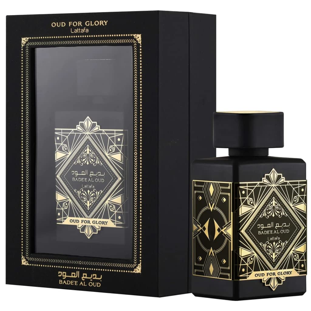 Lattafa Perfumes Bade'e Al Oud Eau de Parfum Spray 3.4oz and Asad Eau de Parfum Spray 3.4oz Bundle