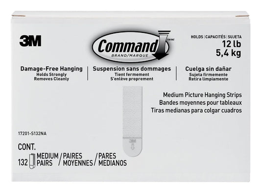 Command 10 lb Medium Picture Hanging Strips 132 Pairs (264 Command Strips), Damage-Free Hanging Picture Hangers, No Tools Wall Hanger for Christmas Decorations