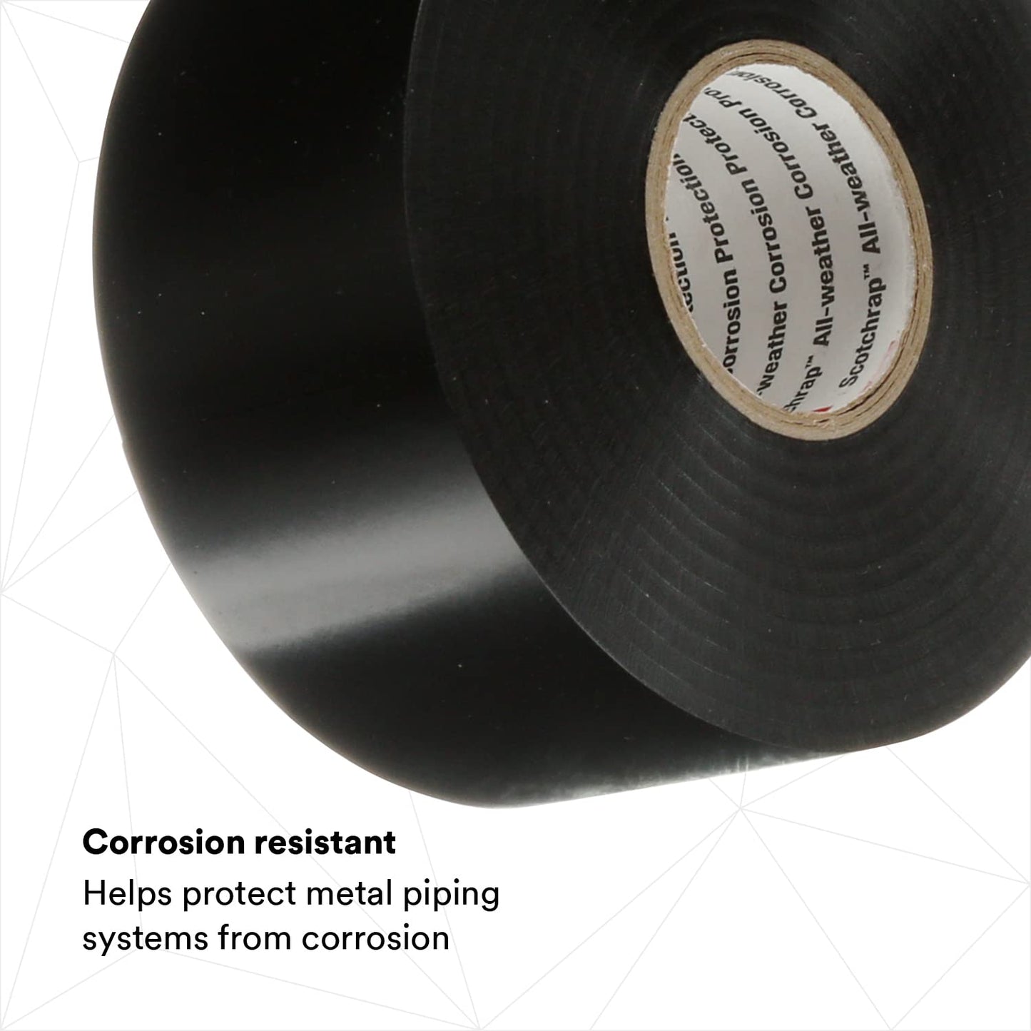 3M Scotchrap Vinyl Corrosion Protection Tape 50, Unprinted, 2 in x 100 ft, Black, 1 Roll, Premium Grade, 10 mil Thick, High Tack, All Weather, RoHS 2011/65/EU