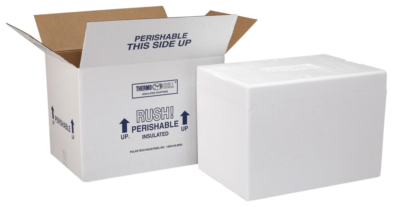 Polar Tech 209C Thermo Chill Insulated Carton with Foam Shipper, White, Small, 8" Length x 6" Width x 9" Depth (Pack of 4)