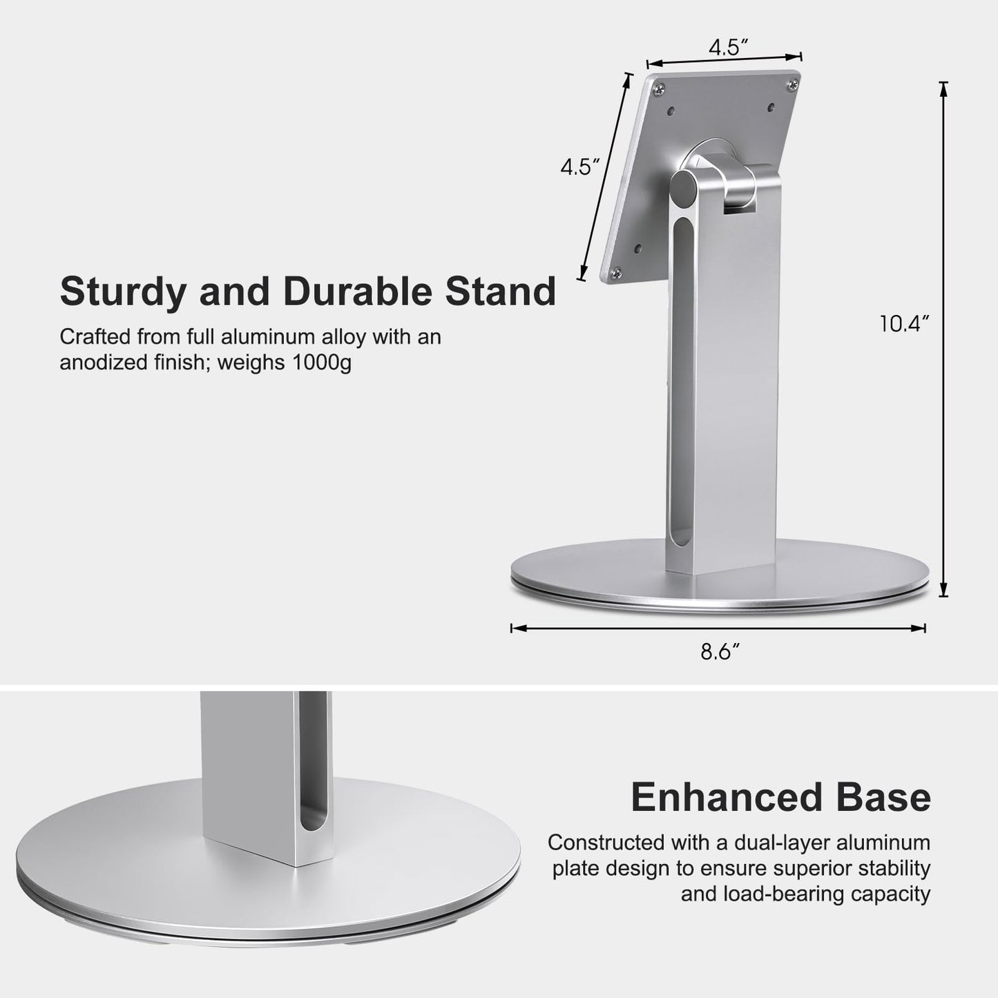 UPERGO Stand for Echo Show 21 and 15, 180° Tiltable Heavy Duty All Aluminum Base, Compatible with Smart Displays & VESA Mount Speakers, Easy Assembly
