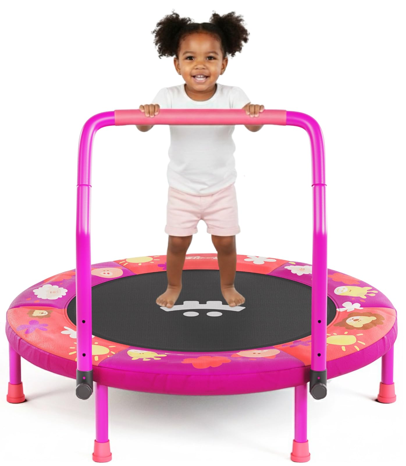 Happin® 36" Foldable Indoor Trampoline for Kids, Mini Toddler Rebounder with Adjustable Handlebar, Toddler Trampoline Indoor & Outdoor, for Boys & Girls