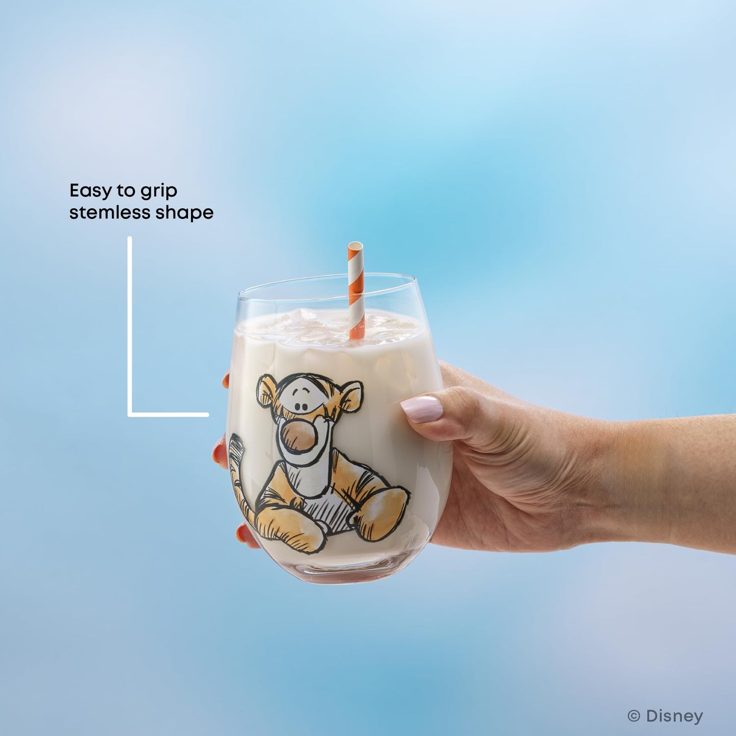 JoyJolt Disney Winnie the Pooh Exploring a Classic Stemless Drinking Glasses, 19oz Glass Cups ft Pooh Bear Tigger Piglet Eeyore, Kitchen Glassware Set of 4, Winnie the Pooh Adult Gifts