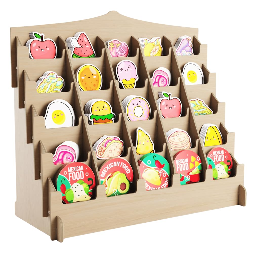 HOTCAN Sticker Display Stand with Curved Pockets for Big 4'' Stickers- Brochure Holder with Customizable Space - On the Go Display Stands for Vendor Events - Ideal for Small Business Vendors (Large)