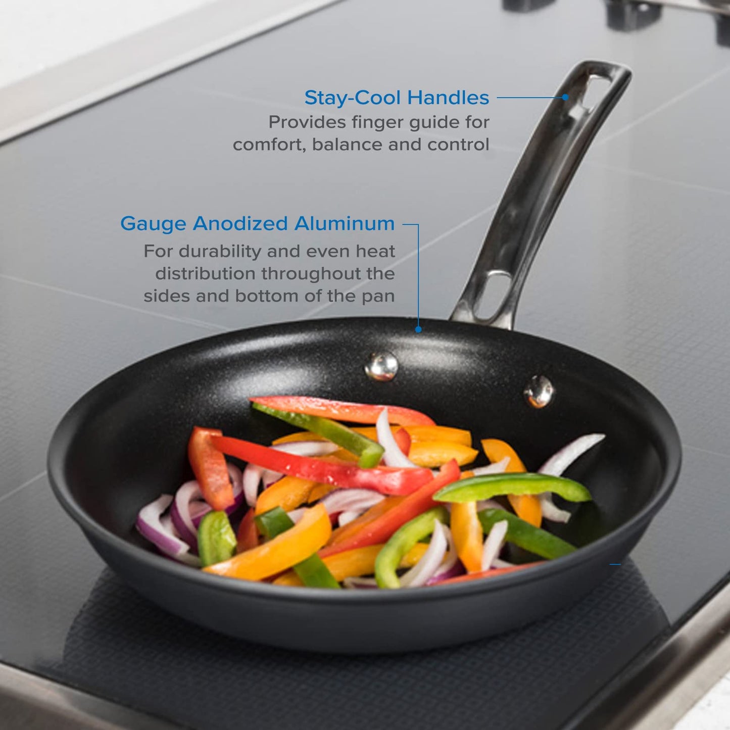 Viking Non Stick Frying Pan, 8 Inch Hard Anodized Kitchen Cookware, Gray