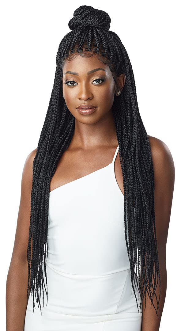 Outre 13x4 Lace Frontal Wig Pre Braided Knotless Box Braids HD Transparent KNOTLESS SQUARE PART BRAIDS (1B)