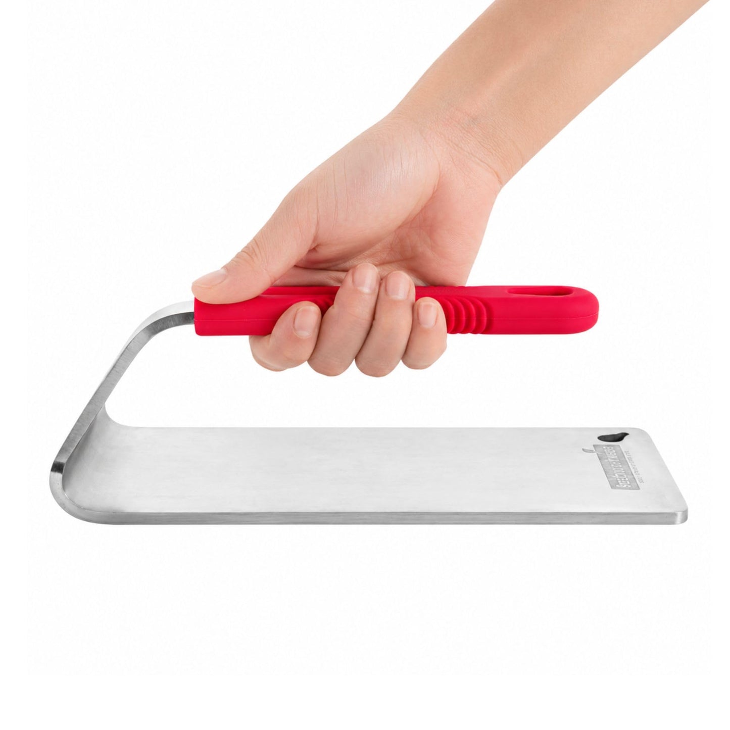 Restaurantware Met Lux 8.5 x 4.3 Inch Steak Press 1 Heavy-Duty Grilling Weight - 2.8 Pounds Flat Bottom 18/8 Stainless Steel Meat Press Dishwashable With Removable Silicon Handle