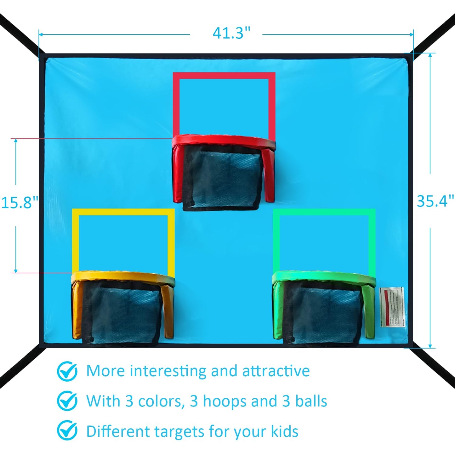 Trampoline Basketball Hoop With 3 Hoops and Balls - Lightweight, Universal Attachment, Easy to Install