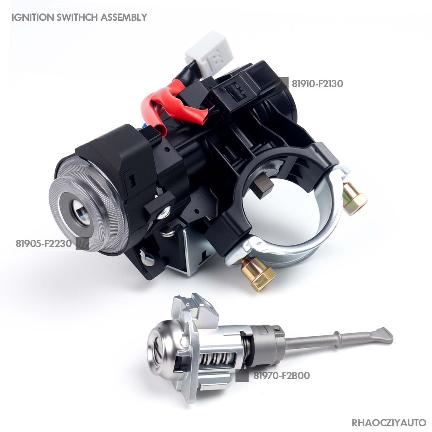 81905-F2230 Ignition Lock Switch Assembly with Door Lock Cylinder & Keys Fit for Hyundai Elantra 2017-2020 Ignition Lock Cylinder with Housing Replace# 81910-F2130, 81970-F2B00, 81900-F2H00