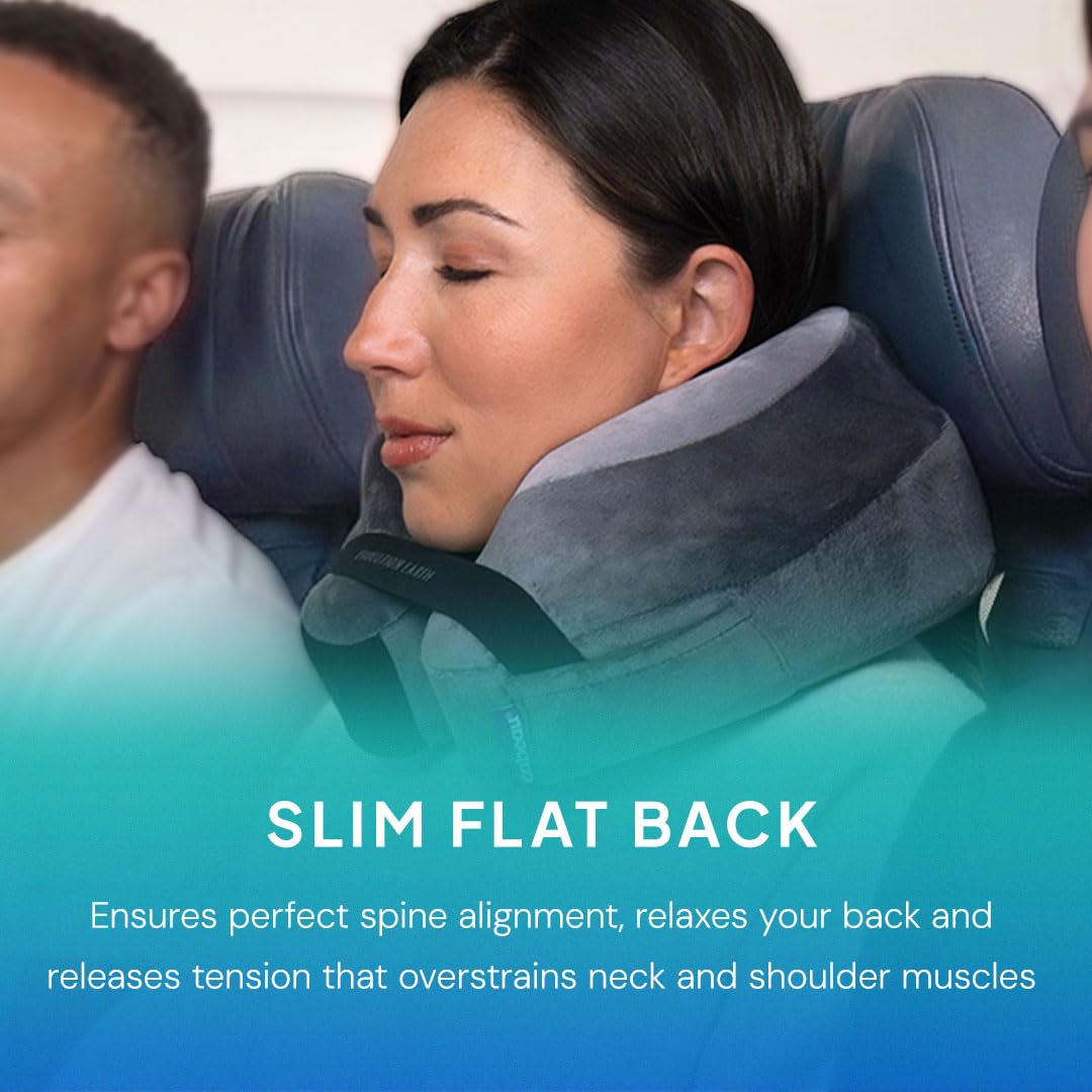 Softest Neck Pillow Ever for Travel – Evolution Earth Deluxe – 360° Head, Neck and Chin Support for Sleeping – Sustainable Memory Foam - Removable, Washable Cover with Compact Carrying Case (Wind)