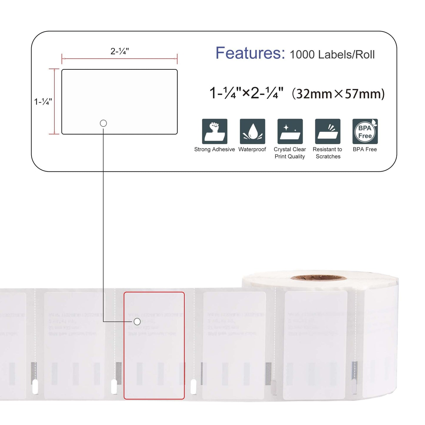L LIKED 10 Rolls, 1000 Labels/Roll 2-1/4" x 1-1/4" Direct Thermal Labels Replacement for DYMO 30334 Barcodes Address Postage