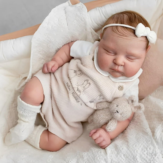 KSBD Sleeping Reborn Baby Dolls, 22 Inch Lifelike Newborn Baby Doll with Weighted Cloth Body, Real Vinyl Reborn Doll Girl Peaches with Realistic Veins, Advanced Doll Gift Set for Kids Age 3+