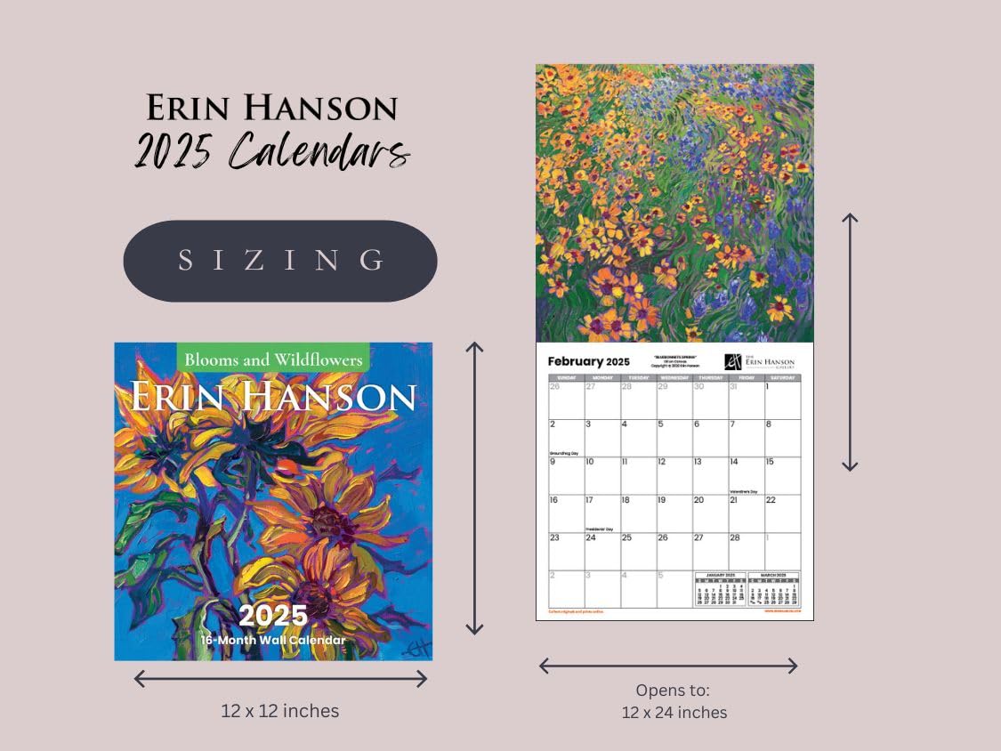 2025 Erin Hanson Calendar Bundle Landscapes Fine Art | Large Wall Calendar with Vibrant Impressionism Bundle Paintings | Monthly Calendar for Office 12 x 24” Thick Paper | Art by Erin Hanson