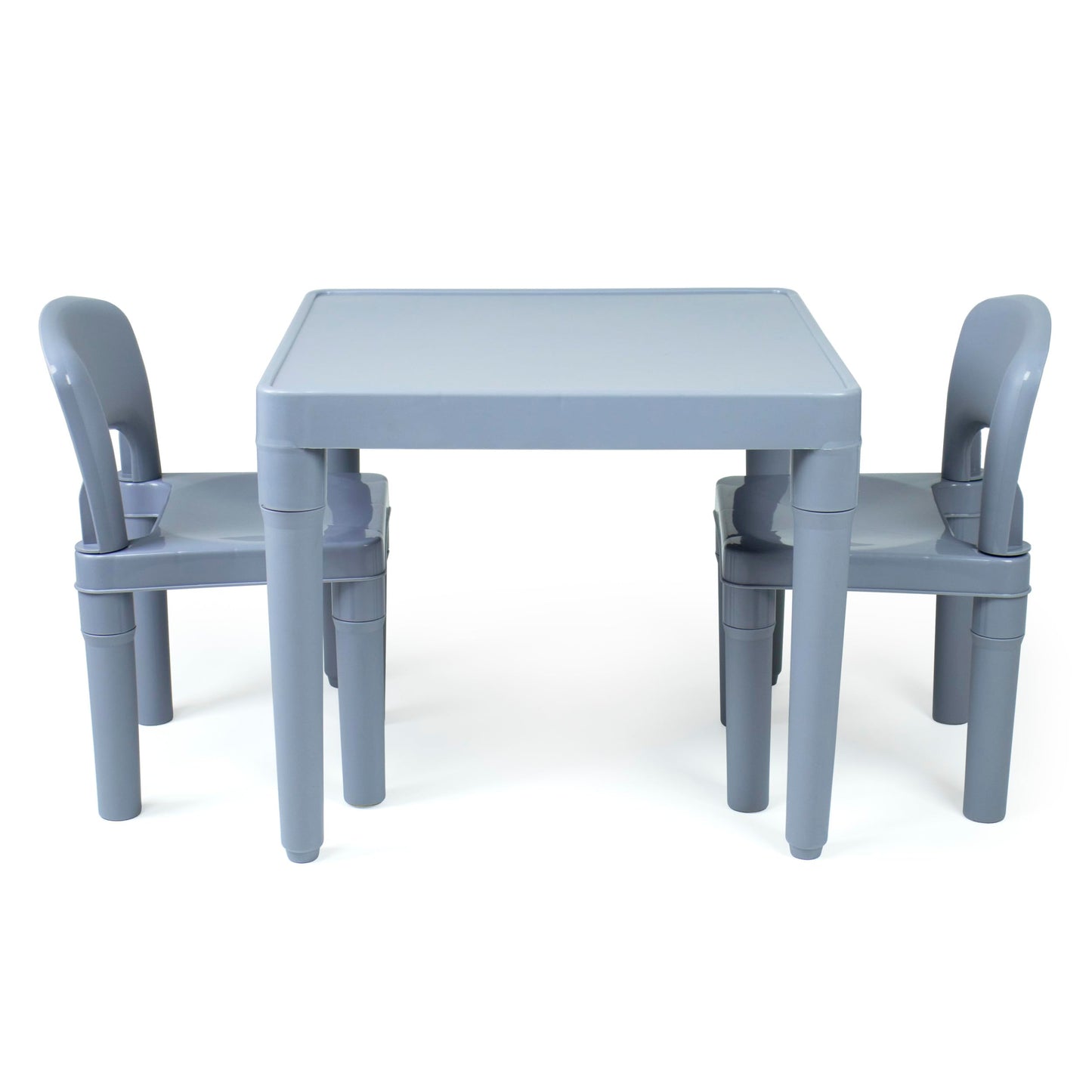 Humble Crew Kids Plastic Table and Chair Set, Toddler Activity Table with 2 Chairs, Lightweight Easy-Clean Kids Desk for Play, Snacks & Crafts, Indoor Outdoor Playroom Furniture, Grey/Grey