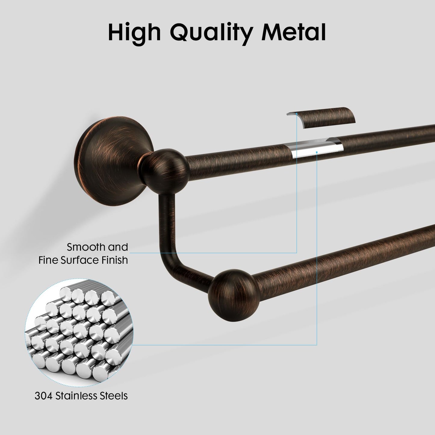 Ntipox Antique Bathroom Double Towel Bar Oil Rubbed Bronze, 24 Inch Towel Racks for Bathroom Wall Mounted,Bathroom Towel Holder Bronze,Two Towel Rod Hanger for Hotel