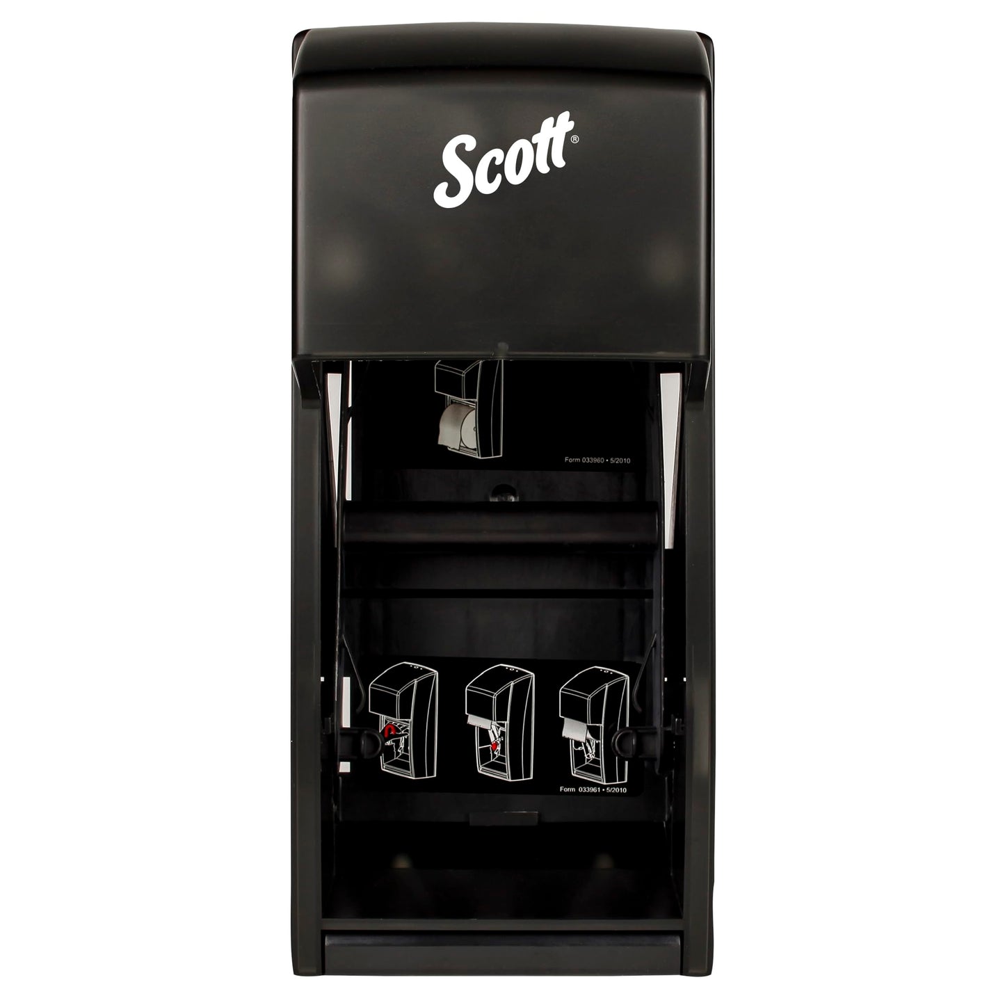 Scott Professional Vertical Standard Roll Toilet Paper Dispenser (09021), Dual Capacity, Black, 6.0"x13.6"x6.6" (Qty 1)