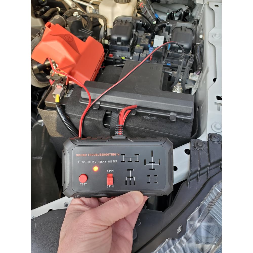Sound Troubleshooting Automotive Relay Tester - 4 & 5 Pin 12V Auto Diagnostic Tool, Small Handheld DIY Car Tester with Battery Clips, Relay Testing Kit, Electrical Systems Tool | Patented