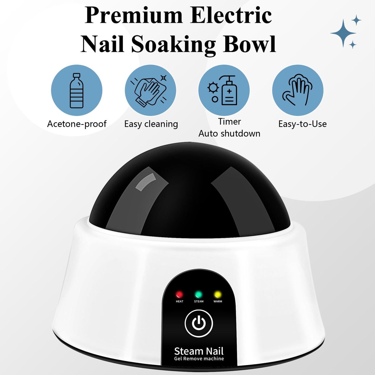 Electric Nail Soaking Bowl, Soak off Bowl for Gel Nail Polish, Acrylic Nails, Dip Powder Removal, Black