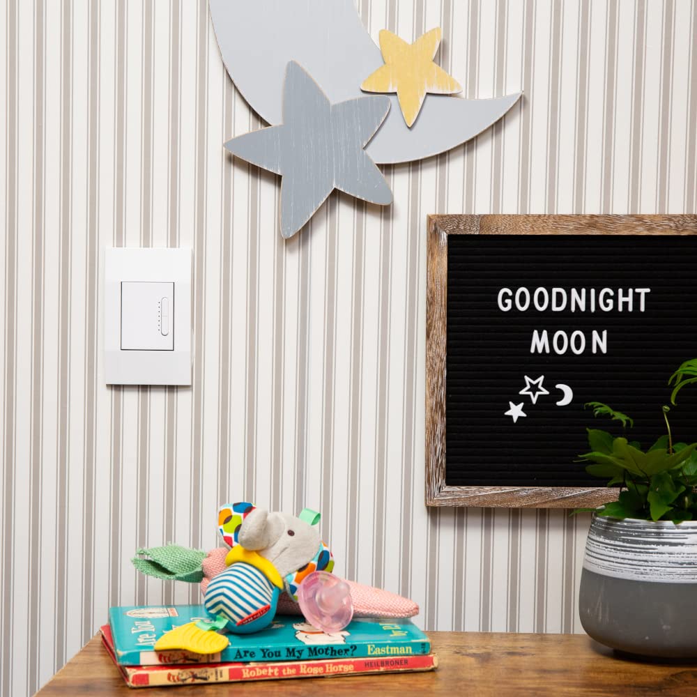 Smart Dimmer by Deako, Single-Pole, Rocker-Style Dimming, 2.4 GHz Wi-Fi, Programmable, Remote App, Voice Control w/Alexa, Google Assistant, Samsung, No Hub Required, Neutral Wire Required, White