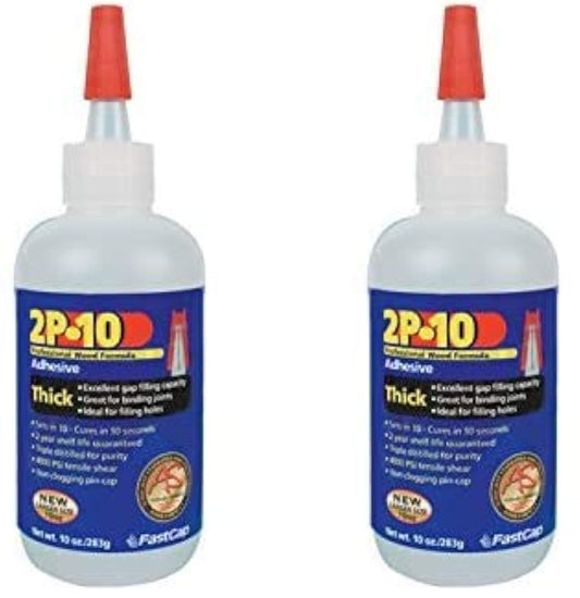 FastCap 2P-10 Thick Super Glue Adhesive for Small Items - All Purpose Application - 4000 PSI Tensile & Sheer - 10 oz., 2-Pack - 80115-2P