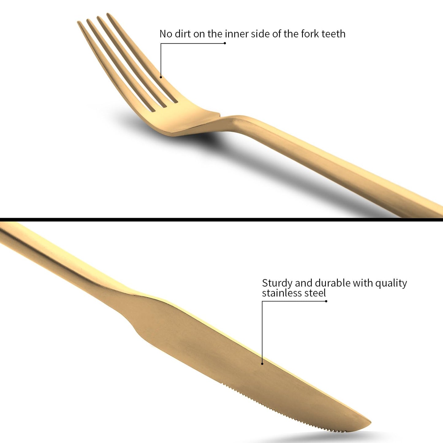 Kelenfer 20-Piece Matte Gold Silverware Set, Hand Forged Utensil, Stainless Steel Flatware Set, Hexagon Handle Cutlery Set for Home Hotel Use, Service for 4