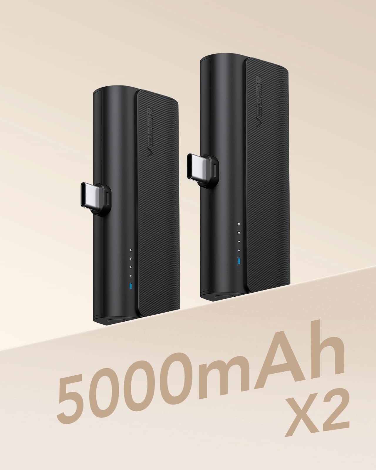 2 Packs of USB C Portable Chargers, 5000mAh Portable Android Chargers Fast Charge Cordless Battery Pack Compatible for Samsung Galaxy S22, S21, S20, S10, S9, S8, Pixel, Moto, LG, Oculus Quest, Android