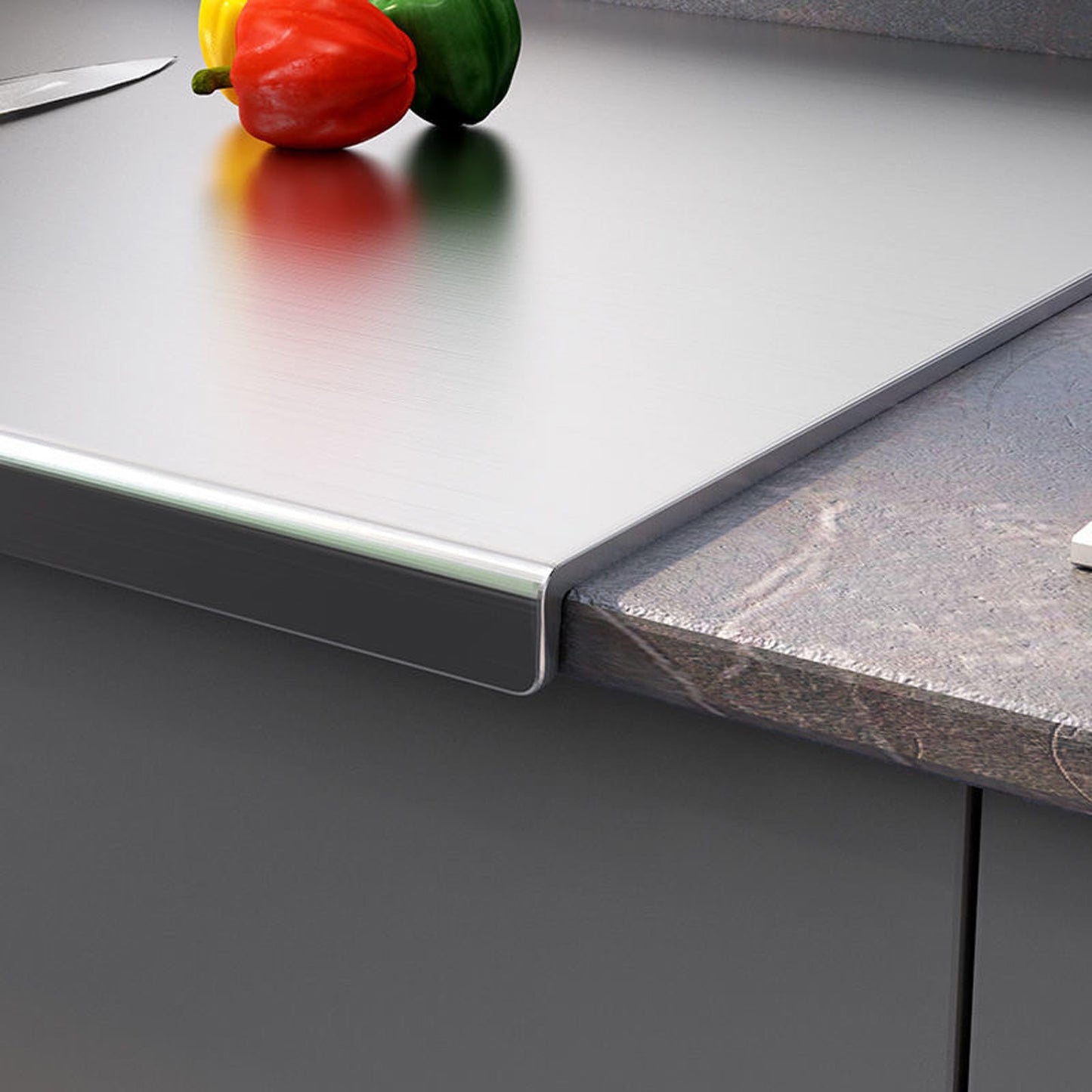 Stainless Steel Cutting Boards with Lip for Kitchen,Chopping Boards for Countertop,Large Metal Cutting Board over Sink Suitable for Meat, Fruits,Vegetables,Bread,Cake,Pasta,Noodle,and Pizza19.7“*15.7“