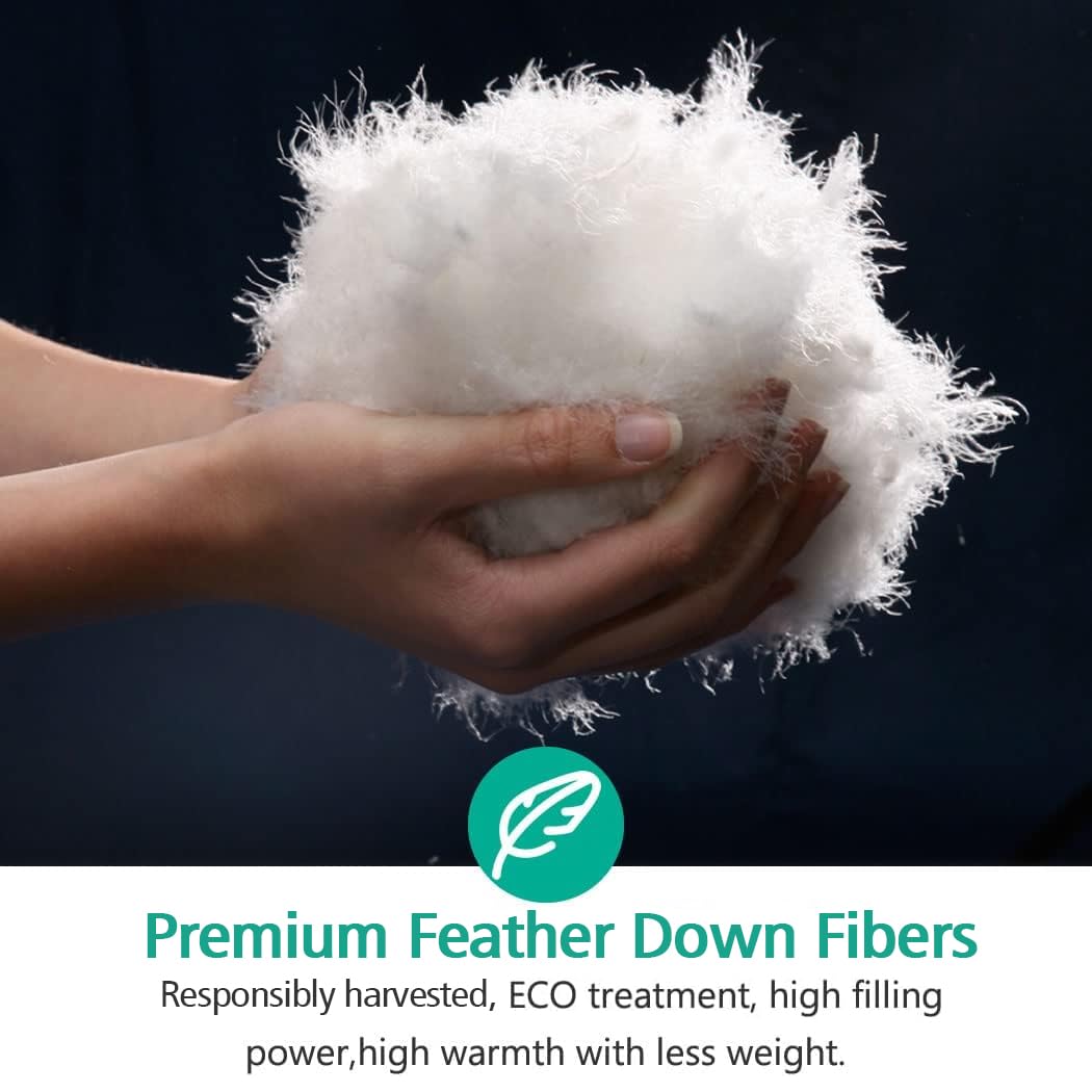 APSMILE Lightweight Down Feather Fibers Comforter Full/Queen Size, Fluffy Duvet Insert for Warm Weather/Hot Sleepers -Ultra Soft 100% Organic Cotton Cover, High FP Summer Duvet (White, 90x90)