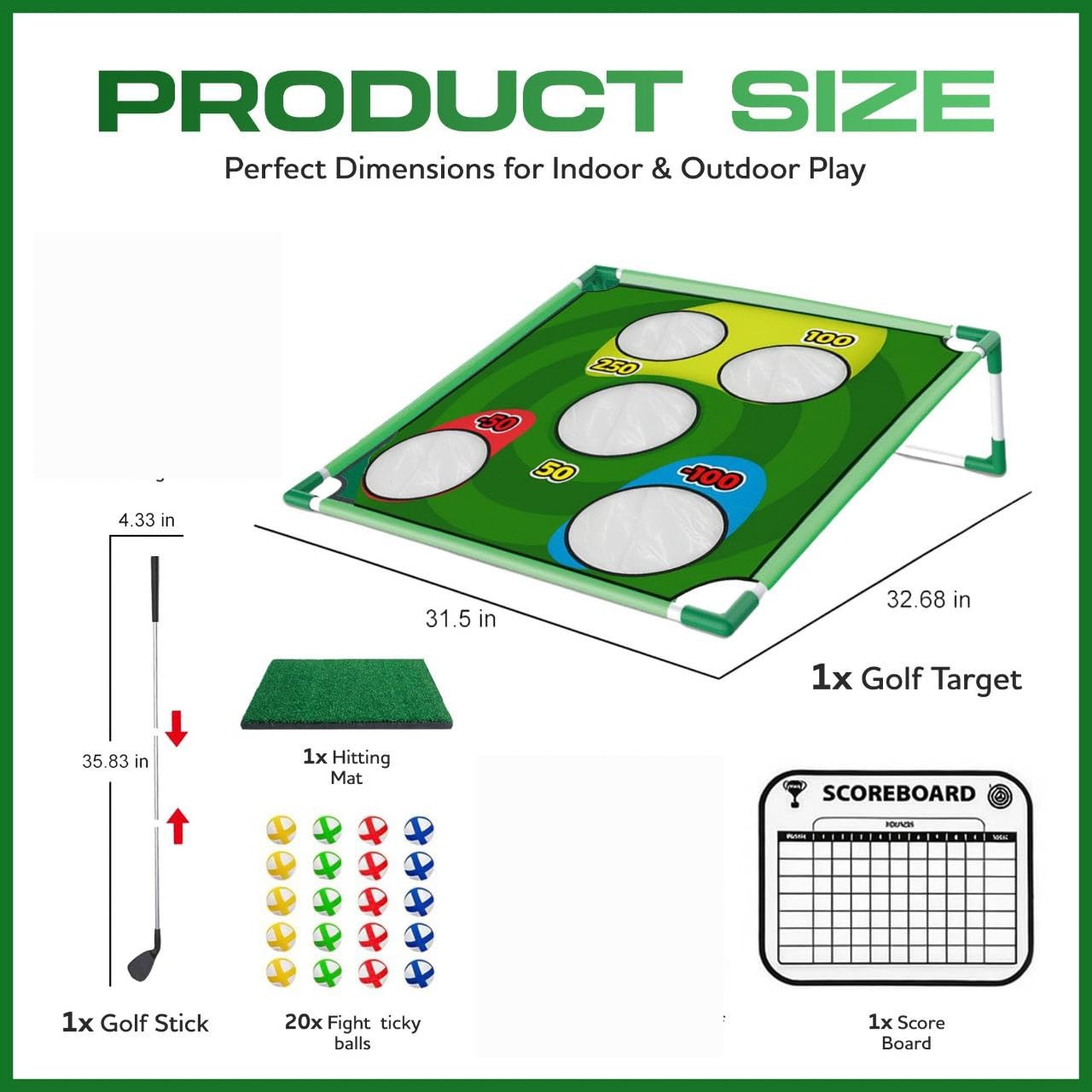 Gameloo Golf Chipping Game Set – Indoor & Outdoor Golf Pong Game for Adults and Family – Complete Backyard Golf Practice Kit with Hitting Mat, and Carry Bag – Perfect Fun Party Game & Gift