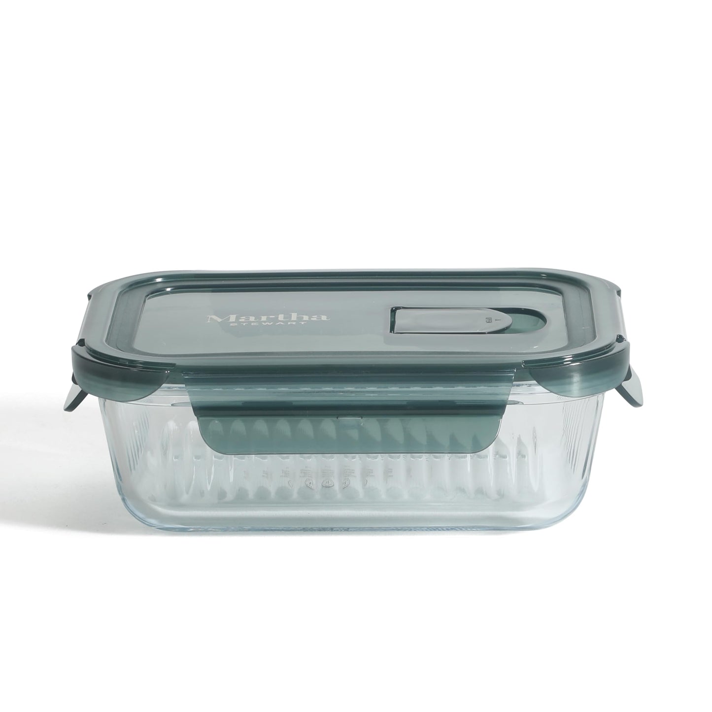 Martha Stewart Shadowbrook 5-Piece Borosilicate Glass Storage Container Set – Airtight Locking Lids, 21.6 oz Meal Prep, Leftover & Lunch Containers, Microwave, Oven & Dishwasher Safe