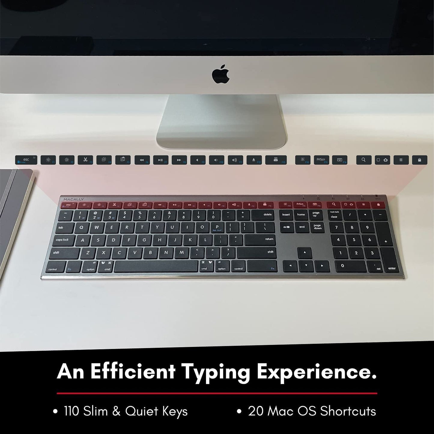 Macally Wireless Bluetooth Keyboard for Mac - Compatible Apple Keyboard Wireless for Mac iOS PC Android - Switch Between 3 Devices with Multi Device Mac Bluetooth Keyboard for MacBook Pro/Air, iMac