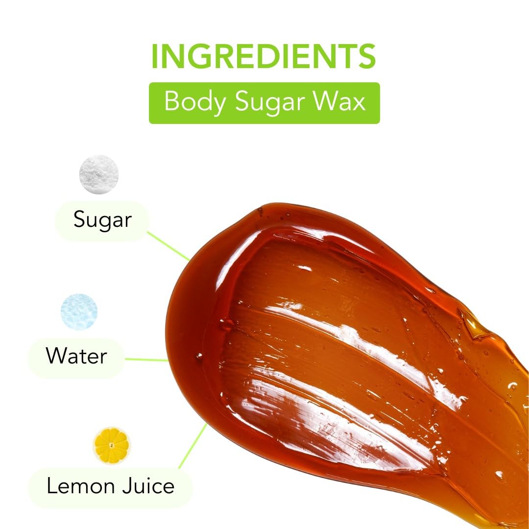 Sugar Me Smooth Body Sugar Wax Kit – Gentle On Skin And Less Painful Hair Removal In A Simple System, No Strips, No Heat, Water Soluble All-Natural Solution For All Skin & Hair Types