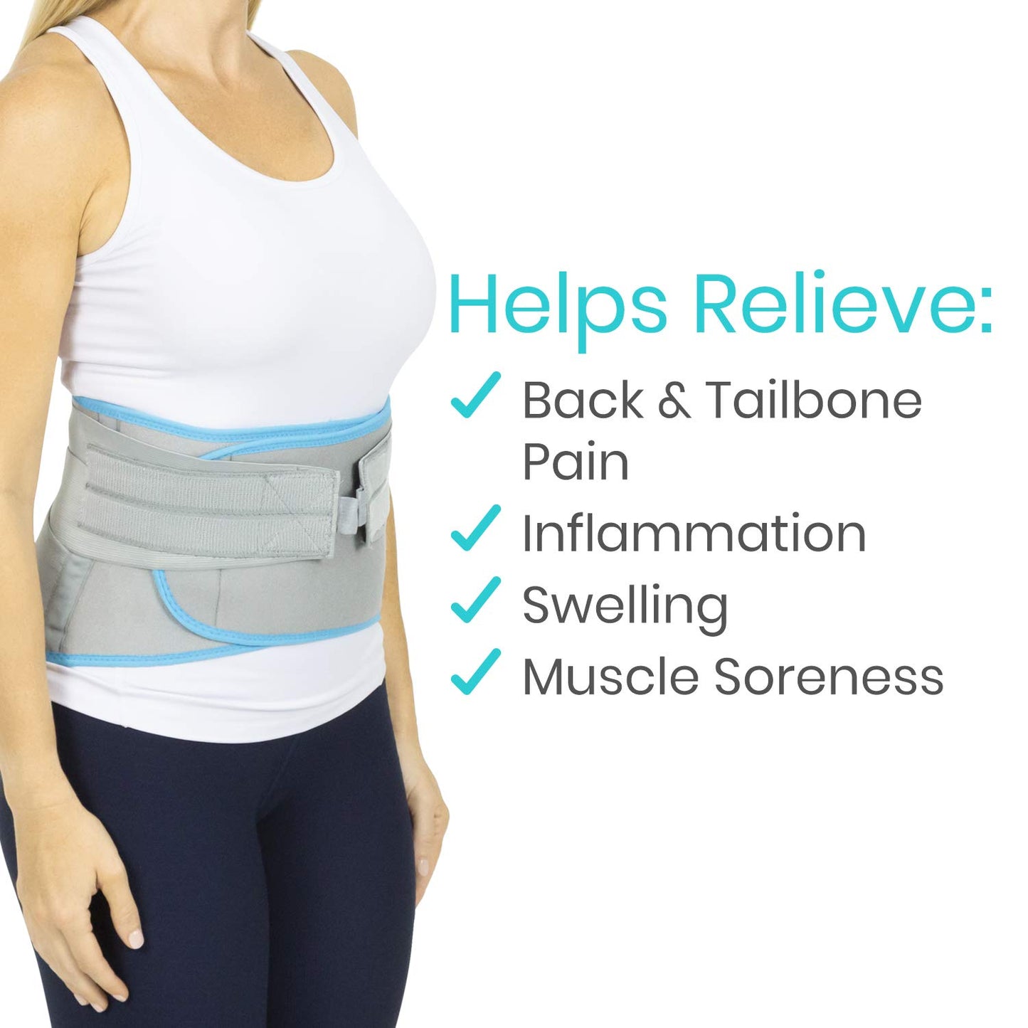 Vive Wearable Ice Packs for Back Pain - Back Brace with Ice Pack - Ice Belt for Lower Back Pain - Gel Ice Pack Back for Sciatica Relief Men, Women - Compression Hot Cold Therapy for Injuries Reusable
