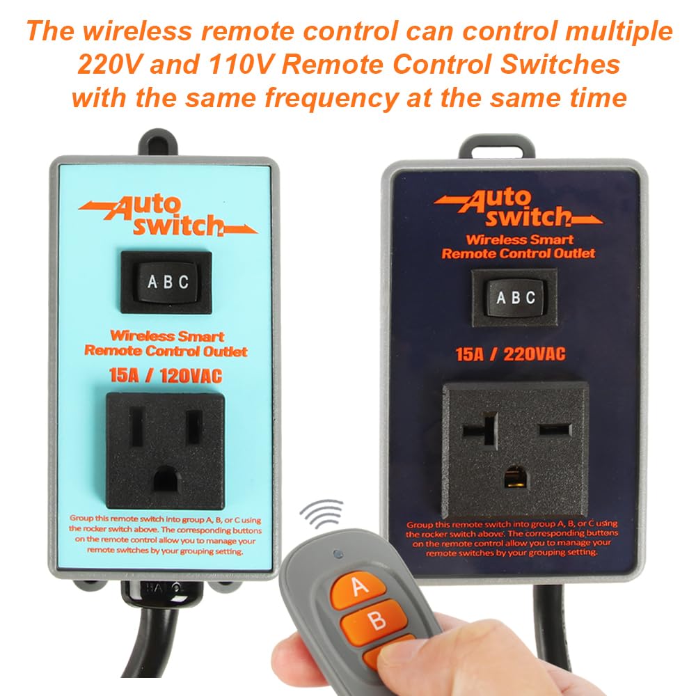 O'SKOOL Remote Control Wireless Electrical Outlet Switch, 433M Transmitter 220V Plug (Battery Included)
