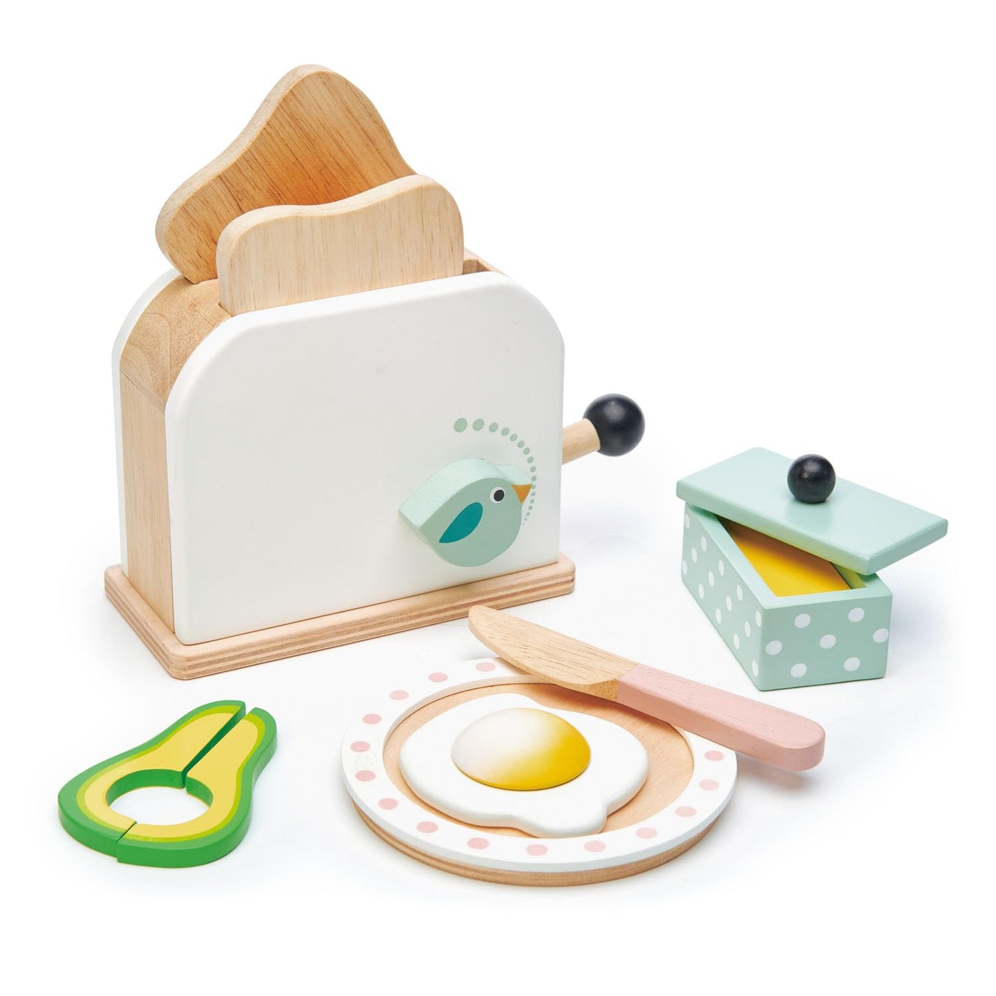 Tender Leaf Toys - Mini Chef Breakfast Toaster Set - Classic Wooden Pop Up Toy for Pretend Cooking – Develops Social, Creative & Imaginative Skills – Learning Role Play – Ages 3+ Years